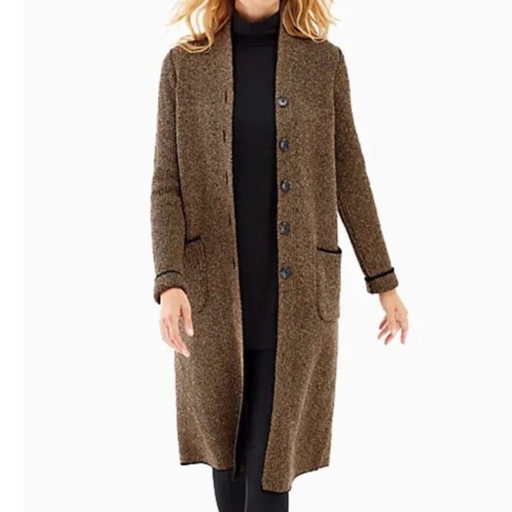 J.Jill Long Sweater Coat size Medium Duster Cardigan